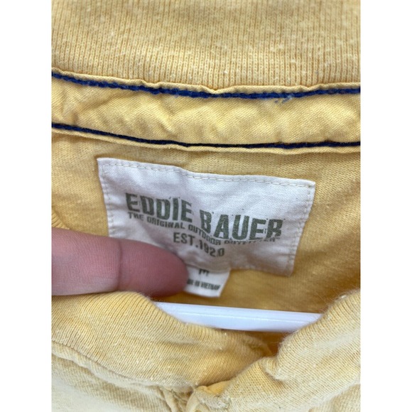 Eddie‎ Bauer Men's Sweater Henley Long Sleeve Size Medium Yellow Cotton - Picture 2 of 6